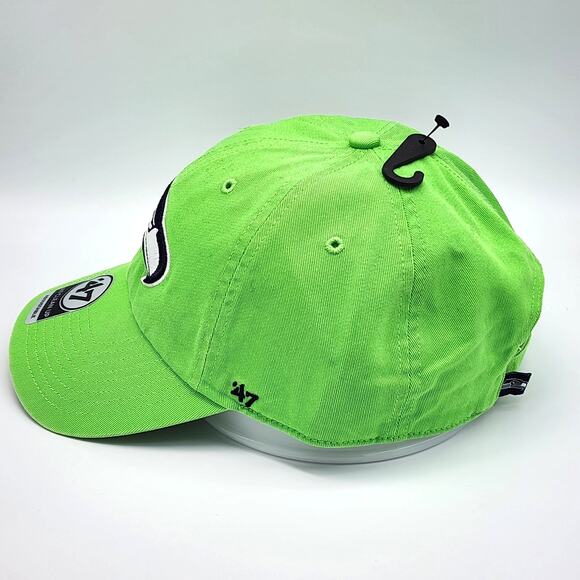 Seattle Seahawks '47 Clean Up Relaxed Fit Hat Cap Embroidered Strapback Lime NFL - Picture 5 of 10